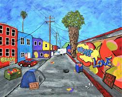 Los Angeles Alley Original Acrylic Painting 8 X 10 By Mike Kraus La Art Street Graffiti Socal California Houses Homes Colorful Decor Painting By Mike Kraus Saatchi Art