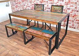 Table, 4 chairs and bench by coaster. Made From Characterful Timbers And Steel Frames This Industrial Boat Wood Dining Set Offer Industrial Dining Table Industrial Dining Sets Kitchen Dinette Sets