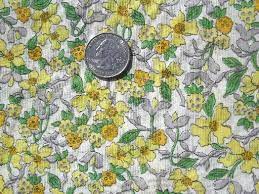 **the aqua is a lighter and brighter color than my picture shows. Vintage Cotton Lawn Fabric 1930s 40s Floral Print In Grey And Yellow
