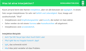 Was Ist Eine Interjektion Interjektionen Sind Empfindungsworter Und Ausrufe Die Isoliert Im Satz Stehen Daher Werden Sie Mit Eine Ausruf Wort Ausrufezeichen