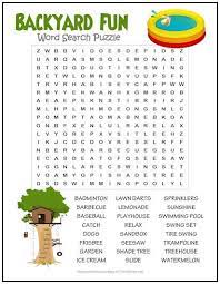 In these puzzles, we've tried to cover a variety of topics, three relating to nature and one on geography. Backyard Fun Word Search Puzzle Word Puzzles For Kids English Worksheets For Kids Learning Websites For Kids
