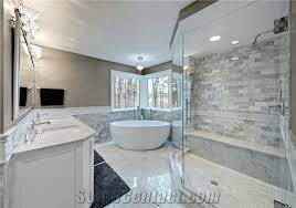 However, it is porous and not as hard as granite, which means it requires constant maintenance and specific cleaning products. Bianco Carrara Marble Bathroom Design From United States 259342 Stonecontact Com