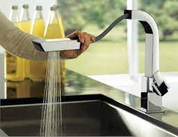 Most dual mode faucets provide a push button by which such a change can be achieved. Best Sleek And Contemporary Faucets For A Truly Modern Kitchen Super Kitchen Com