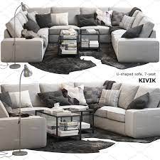 6 Sofas Set 3d Model U Shaped Sofa Modular Sofa Living Room Ikea Kivik
