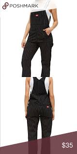 Black And White Striped Overalls Dickies Striped Black Pinstripe Overalls Junior Weekend Wear Work Looks Pinstripe