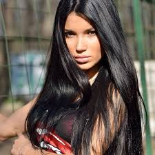 model bilyalova sveta long black hair straight black hair