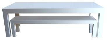 A dining table with benches provides for versatile seating since you can remove the the table is surrounded with a bench and a set of matching stools for seating. In Stock On Sale Modern White Parsons Table And Bench Dining Set High Gloss Contemporary Dining Sets By Custom Timber Houzz