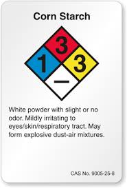 Hmis® labels can appear in a variety of formats. Nfpa Corn Starch Label Sku Lb 1591 042