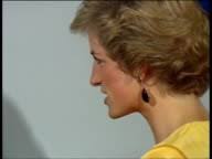 July 16, 1988 FILM MONTAGE MS Princess Diana shaking hands and... Stock  Footage Video