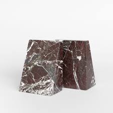 Serre-livres en marbre cerise Eli