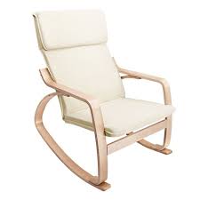 Artiss Bentwood Rocking Armchair Cushion Wooden Lounge Fabric Recliner Beige Rocking Armchair Rocking Chair Wooden Rocking Chairs