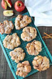 Apple Fritters An Easy And Delicious Yeast Doughnut With Chunks Of Apples Ground Cinnamon And A Sweet Glaze With Images Apple Fritter Recipes