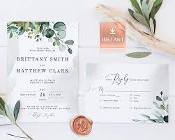 Laila Bohemian Wedding Invitation Template With Watercolor Eucalyptus Greenery Instant Download Editable Printable Boho Templett Suite Bohemian Wedding Invitations Wedding Invitation Templates Wedding Invitations