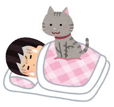 睡眠中に猫に乗られる人のイラスト（女性） | かわいいフリー素材集 ...