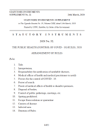 Act government, covid 19 update—first death in the act, news, 30 march 2020. The Public Health Control Of Covid 19 Rules 2020 Arrangement Of Rules Ministry Of Health Government Of Uganda
