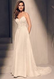 Spaghetti Strap Lace Bodice A Line Wedding Dress By Mikaella Bodice Wedding Dress Wedding Dresses With Straps Mikaella Bridal