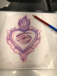Outline icon with dog hand and heart vector. Sacred Heart Sketch Drawing