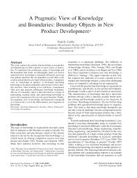 Pdf A Pragmatic View Of Knowledge And Boundaries Boundary Objects In New Product Development Sloan