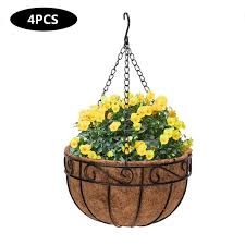 Hanging basket expert erick lux shares ideas with master gardener paul james: Artisasset 4pcs 14 Metal Hanging Basket Planter With Coconut Coir Liner Wire Plant Holder Walmart Com Walmart Com