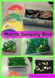 March Sensory Bins For Speech Therapy Thedabblingspeechie Preschool Speech Therapy Spring Speech Therapy Sensory Bins