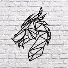 How to draw geometric animalsthanks for watching!! Chinese Dragon Polygon Art Wall Art Geometric Animal Head Etsy