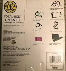 Golds Gym Total Body Fitness Kit 9 Piece W Exercise Chart Workout Dvd Mesh Bag