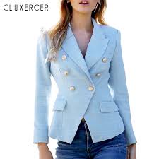 Light Blue Blazers 2019 New Fashion Women Notched Neck Double Breasted Work Office Lady Blazer Coats Chaqueta Mujer Blazer Jacket Women Blazer Jacketdesigner Blazer Jackets Aliexpress