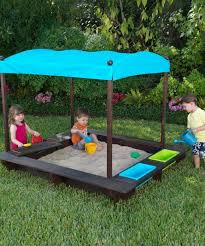 Selber Bauen Sandkasten Kaesten Integriert Hellblau Dach Textil Sandkasten Selber Bauen Sandkasten Garten Spielplatz
