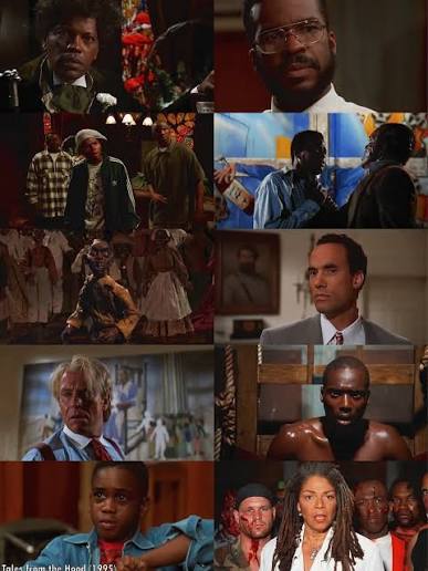 Tales from the Hood (1995), directed by Rusty Cundieff, is a horror  anthology film that weaves together four chilling stories framed by a  funeral parlor visit. Three young men arrive to pick