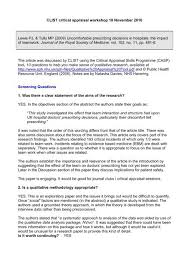 The discussion chapter is where you delve into the meaning, importance and relevance of your results.it should focus on explaining and evaluating what you found, showing how it relates to your literature review and research questions, and making an argument in support of your overall. Example Critical Appraisal Write Up 2 Londonlinks