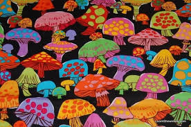 Psychedelic Groovy Retro Mushroom Lm22 Cotton Fabric Quilt Fabric Hippie Wallpaper Hippie Art Art Collage Wall