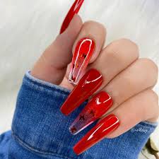 27 Lovely Valentine S Day Nail Art For 2020 Favnailart Com In 2020 Red Acrylic Nails Acrylic Nails Best Acrylic Nails