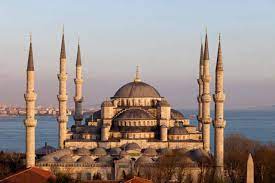 Minaret and archaeological remains of jam. Prisma Turkei Istanbul Bosporus Blaue Moschee Moschee Sultans Kunstdruck