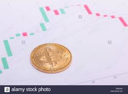 Bitcoin Btc Crypto Currency Coin Over A Trading Chart Stock