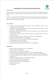 Laboratory Technician Job Description | Templates At  Allbusinesstemplates.com