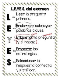 Spanish Test Taking Strategy Anchor Chart Leyes