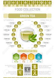 food infographics poster green tea cup drink vector illustration