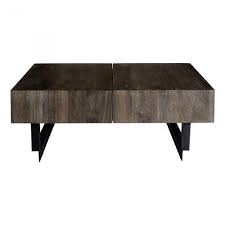 $5.00 coupon applied at checkout. Brennan Industrial Loft Dark Brown Acacia Wood Iron Storage Rectangular Coffee Table 41 W 50 W Kathy Kuo Home