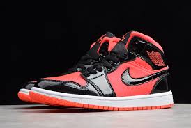 Black And Red Patent Leather Jordans 2020 Air Jordan 1 Mid Hot Punch Patent Leather Bq6472 600 In 2020 Air Jordans Jordan 1 Mid Jordan 1
