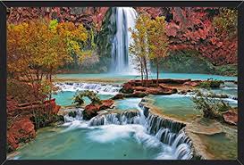 Hung Over Paper Waterfall Scenery For North Zone Framed Vastu Wall Art Poster Multicolour 13 X 19 Amazon In Home Kitchen How to draw a realistic waterfall and a stream. north zone framed vastu wall art