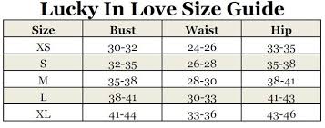 Lucky In Love Womens Size Chart Lucky In Love