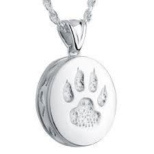 Handmade custom pet ashes jewelry. Cat Paw Sterling Silver Pet Cremation Jewelry Pendant Necklace