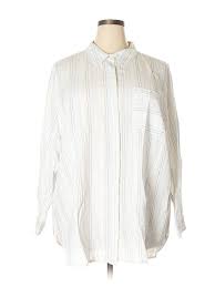 details about two by vince camuto women white long sleeve button down shirt 3 x plus