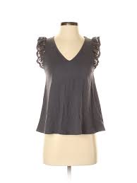 details about eri ali women gray short sleeve top sm