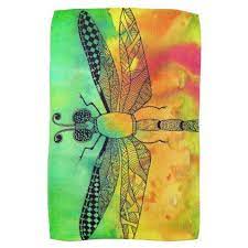 Beautiful And Colorful Dragonfly Kitchen Towel Zazzle Com Custom Decor Kitchen Towels Colorful Dragonfly