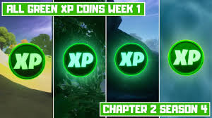 All 4 Green Xp Coins Locations Week 1 Dream Of Green Punch Card Fortnite Chapter 2 Season 4 Youtube
