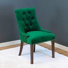 Smiry chair covers for dining room set of 4, morocco printed stretchy dining room chair covers, washable parsons chair slipcovers for kitchen, home, party (dark green) 4.5 out of 5 stars. Lemele Emerald Green Velvet Dining Chairs Set Of 2 Walmart Com Walmart Com