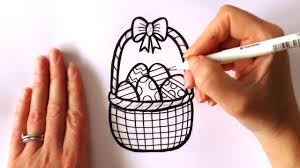 I recommend drawing on one side, letting the ink set for about 10 minutes and then draw on the other side just to avoid smudging. How To Draw A Cartoon Easter Basket Filled With Easter Eggs Youtube