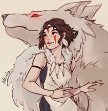 Forest, anime, anime girls, short hair, brunette, wolf, princess mononoke, jungle, mythology, darkness, screenshot, computer wallpaper, fictional character, mythical creature. Nevbo Princess Mononoke San With Her Wolf Also I Was