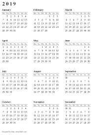 2019 Calendar Row Mo Portrt Png 700 1020 Calendar Printables Annual Calendar Printable Free Printable Calendar